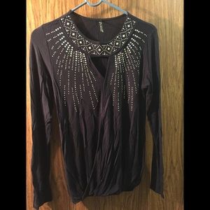 Black detailed blouse^